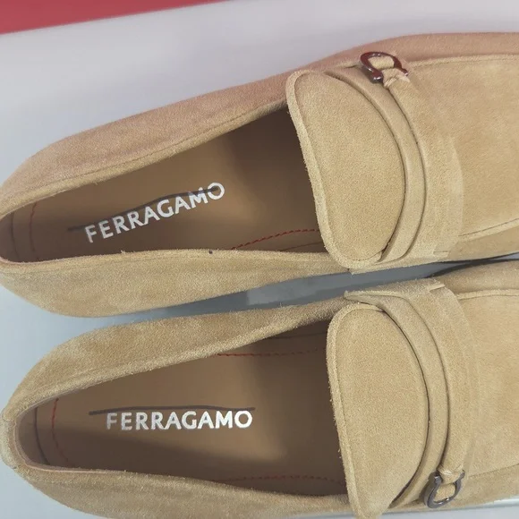 NWT $895 Salvatore Ferragamo Desio Suede Leather Moccasins Size 8.5